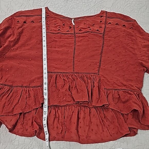 FREE PEOPLE - 1653 Beautiful Dreamer Blouse in Tuscan Red Oversized  MSRP $128 M - Picture 9 of 9